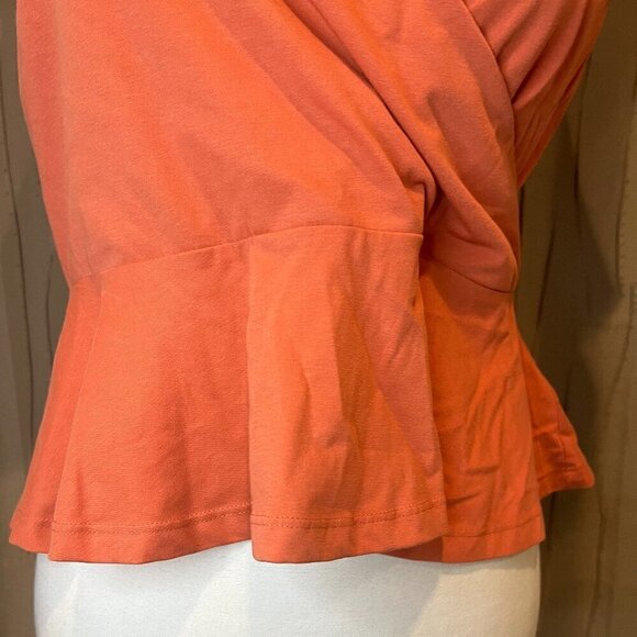 NWT Express Apricot Flutter sleeve faux wrap peplum top, Size Medium - Picture 6 of 13